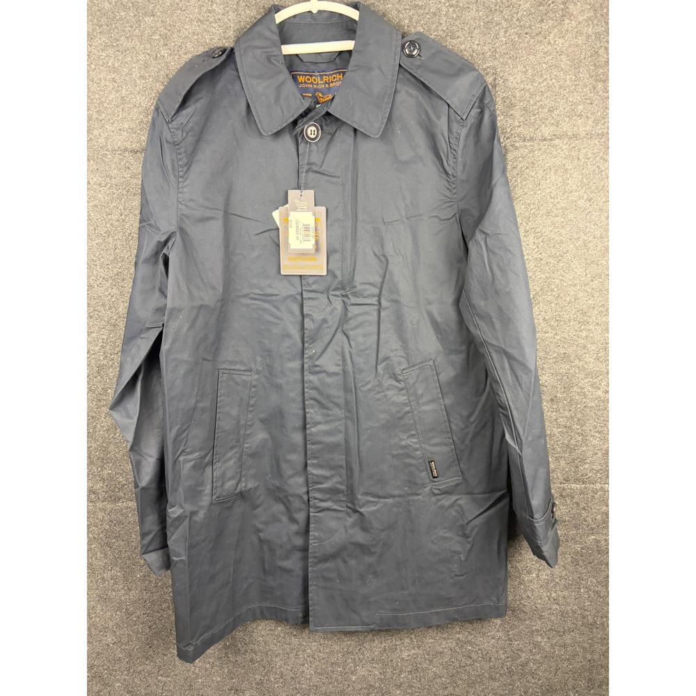 Woolrich John Rich & Bros Summer Coat Navy Blue Trench W01024 Mens S NWT